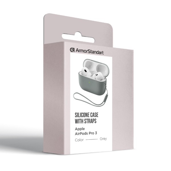 Фото - Чехол для наушников Armorstandart Silicone Case with straps for Apple AirPods Pro 3 Grey (ARM91281)